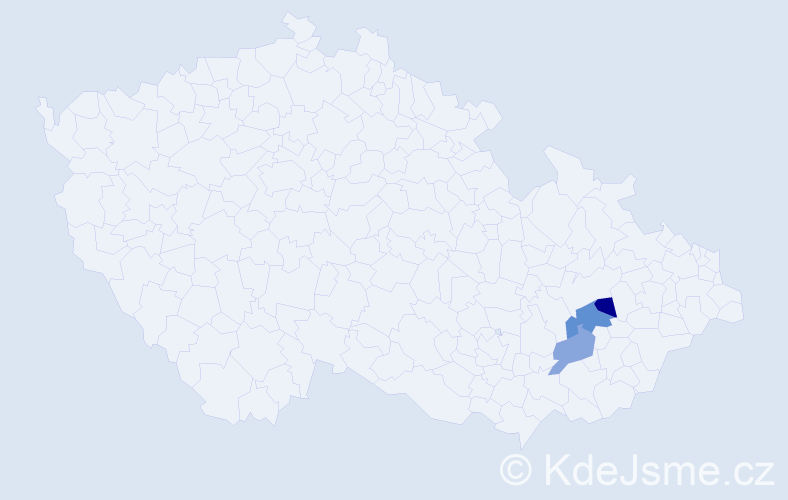 Příjmení: 'Huszerová', počet výskytů 4 v celé ČR
