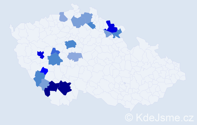 Příjmení: 'Lád', počet výskytů 60 v celé ČR