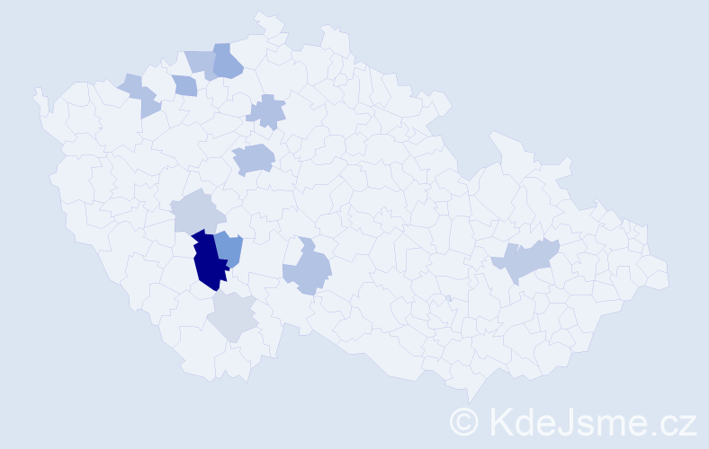 Příjmení: 'Urychová', počet výskytů 39 v celé ČR