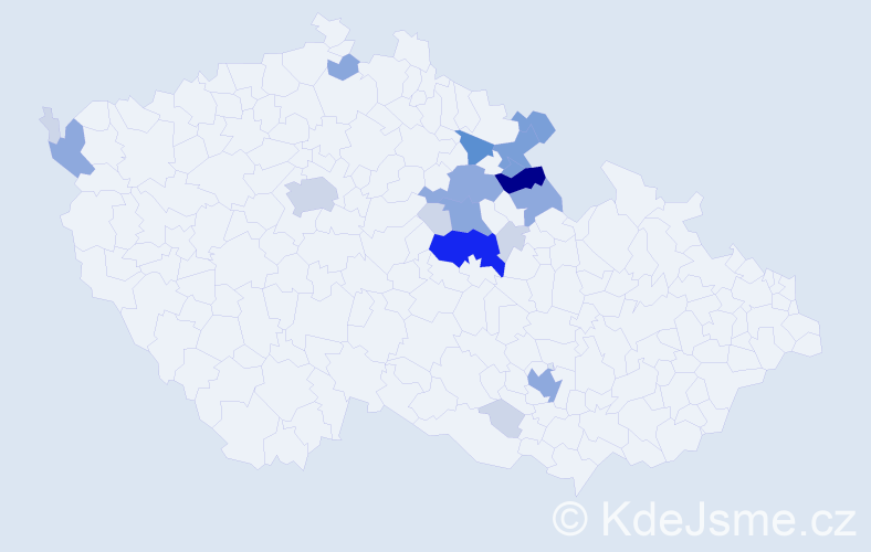 Příjmení: 'Prázová', počet výskytů 61 v celé ČR