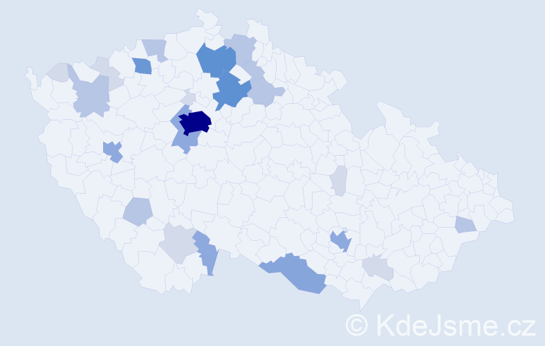 Příjmení: 'Kabrna', počet výskytů 73 v celé ČR