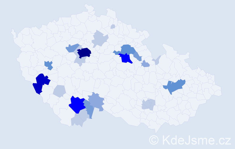 Příjmení: 'Panušová', počet výskytů 69 v celé ČR