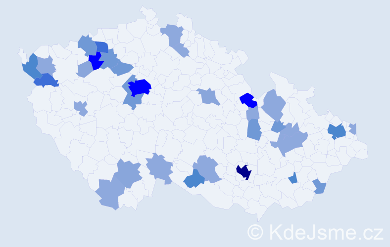 Příjmení: 'Kuvik', počet výskytů 95 v celé ČR