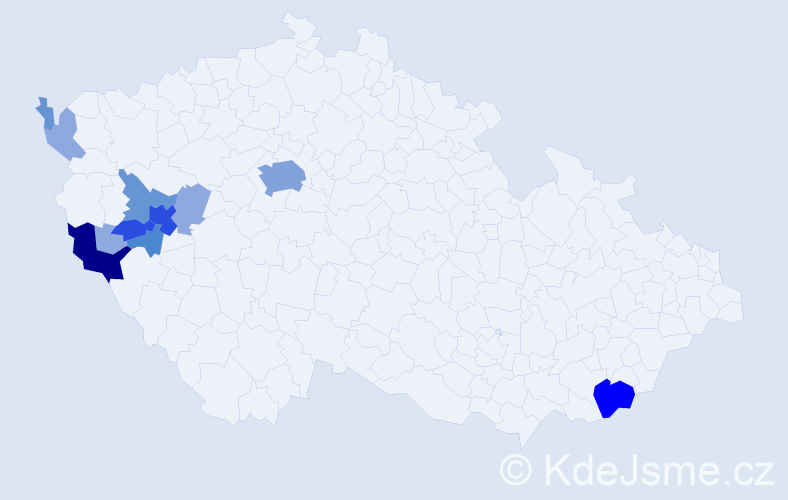 Příjmení: 'Bohmannová', počet výskytů 39 v celé ČR