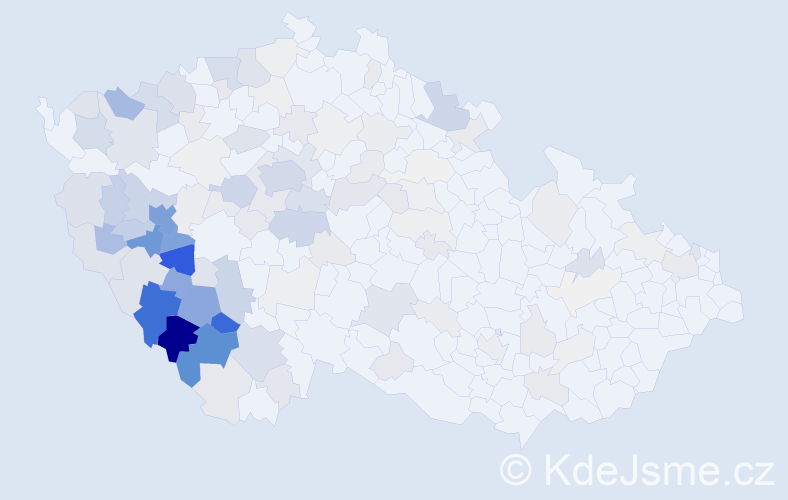 Příjmení: 'Kůs', počet výskytů 518 v celé ČR