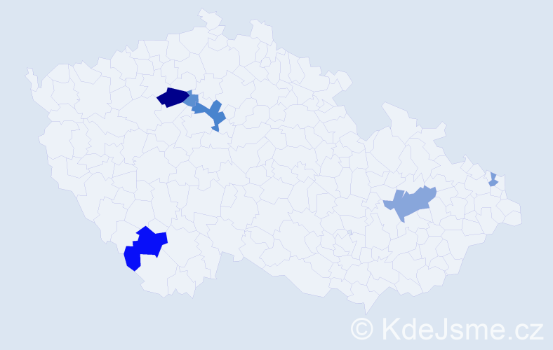 Příjmení: 'Woláková', počet výskytů 12 v celé ČR