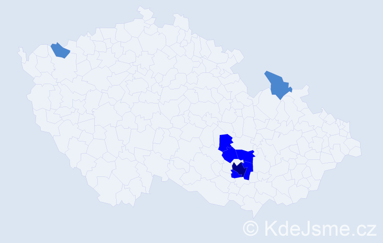 Příjmení: 'Visingrová', počet výskytů 13 v celé ČR