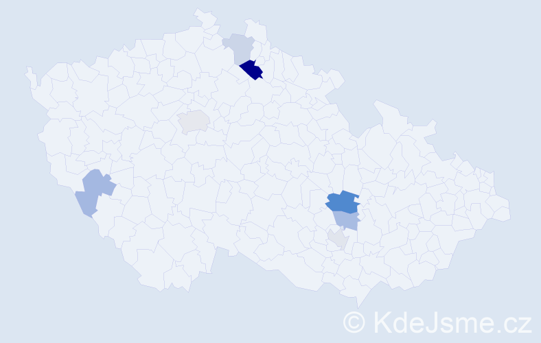 Příjmení: 'Kárlová', počet výskytů 13 v celé ČR
