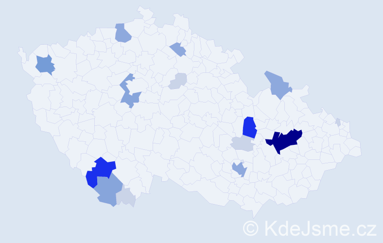 Příjmení: 'Pocklan', počet výskytů 53 v celé ČR