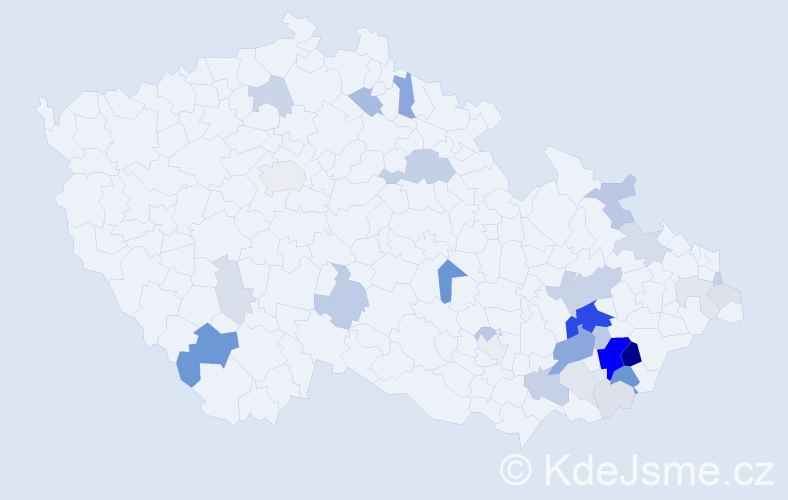 Příjmení: 'Divila', počet výskytů 106 v celé ČR