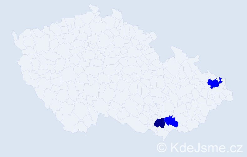 Příjmení: 'Prigancová', počet výskytů 5 v celé ČR