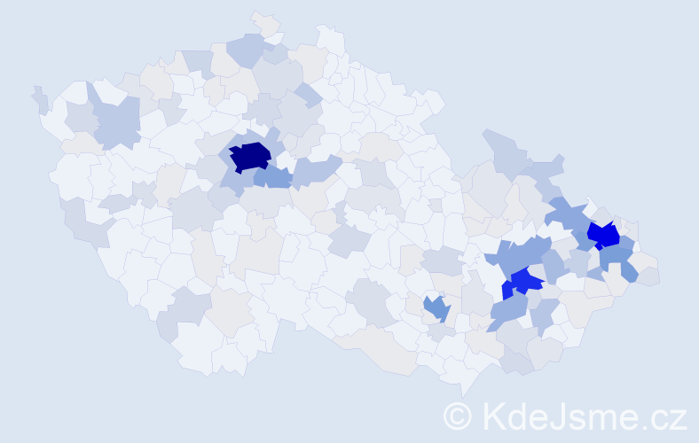 Příjmení: 'Sládečková', počet výskytů 558 v celé ČR