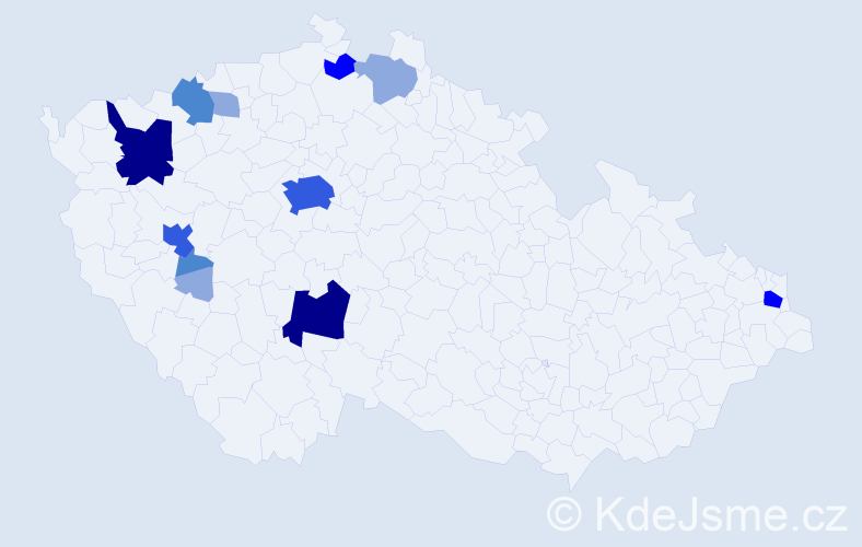 Příjmení: 'Dinda', počet výskytů 32 v celé ČR