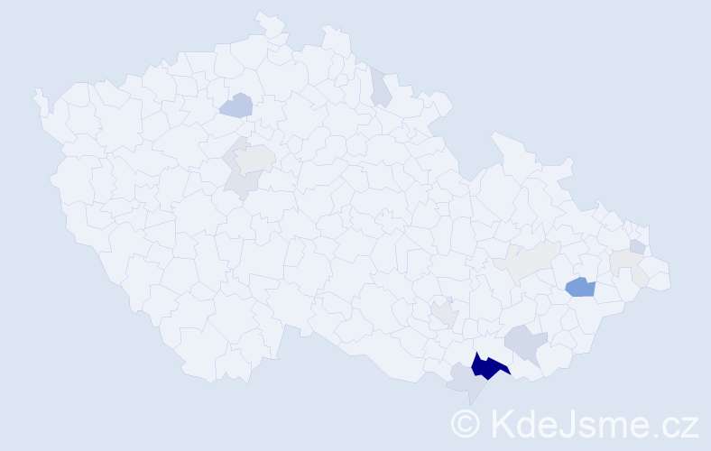 Příjmení: 'Bílík', počet výskytů 70 v celé ČR