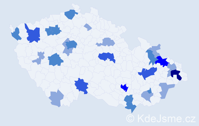 Příjmení: 'Mičuda', počet výskytů 57 v celé ČR