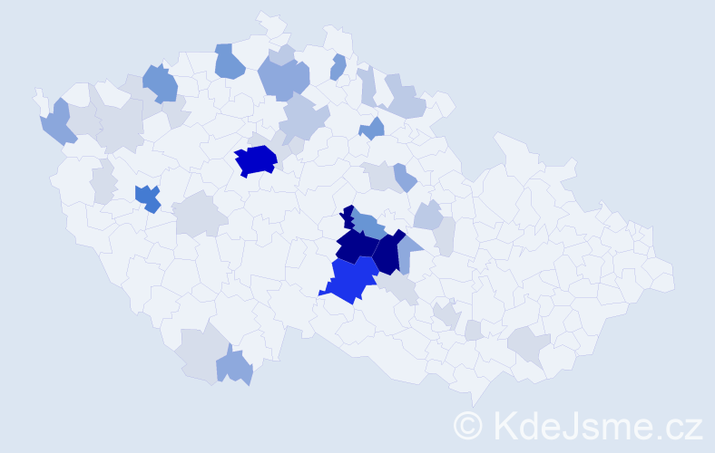 Příjmení: 'Tonarová', počet výskytů 149 v celé ČR