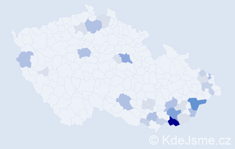 Příjmení: 'Káčer', počet výskytů 84 v celé ČR