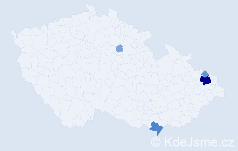 Příjmení: 'Kubináková', počet výskytů 17 v celé ČR