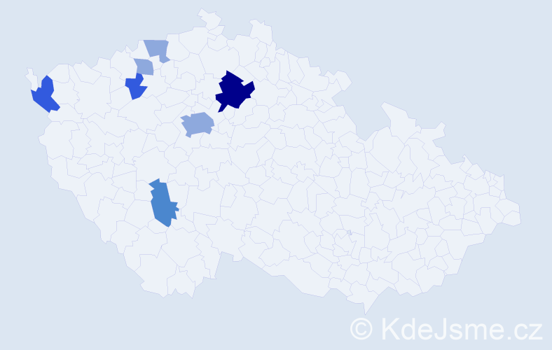 Příjmení: 'Velánová', počet výskytů 16 v celé ČR