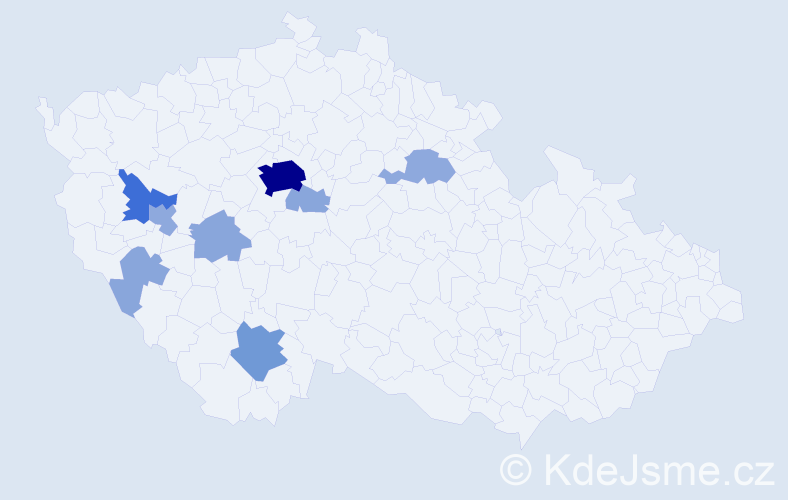 Příjmení: 'Haš', počet výskytů 25 v celé ČR
