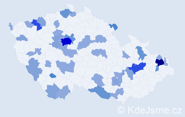 Příjmení: 'Szabóvá', počet výskytů 95 v celé ČR