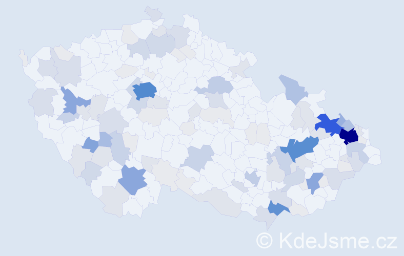 Příjmení: 'Klásek', počet výskytů 421 v celé ČR