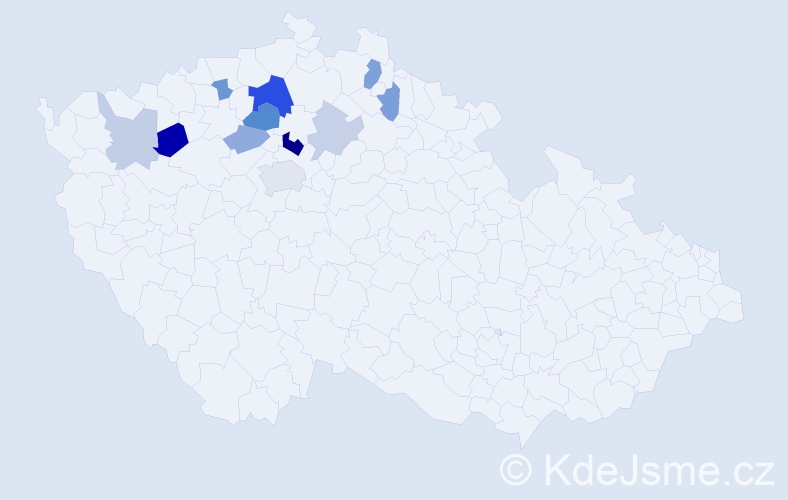Příjmení: 'Hýř', počet výskytů 23 v celé ČR
