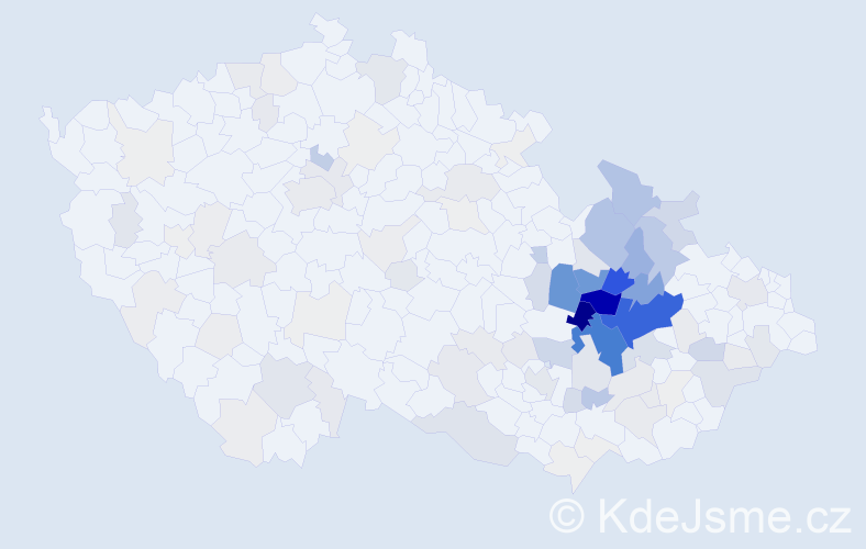 Příjmení: 'Vyroubal', počet výskytů 485 v celé ČR