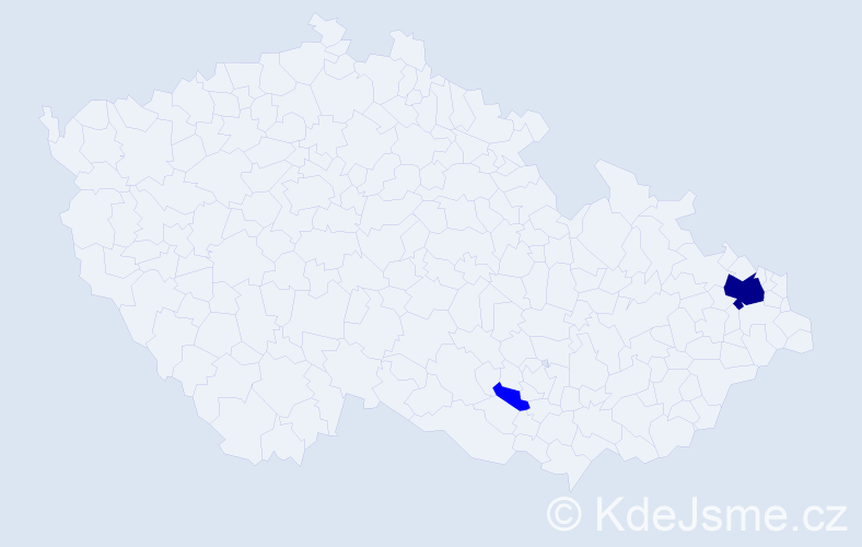Příjmení: 'Mysla', počet výskytů 3 v celé ČR