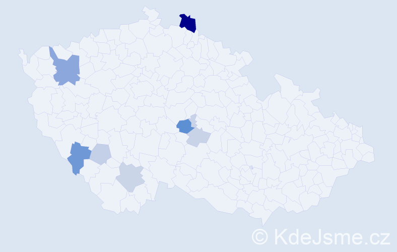 Příjmení: 'Klbíková', počet výskytů 18 v celé ČR