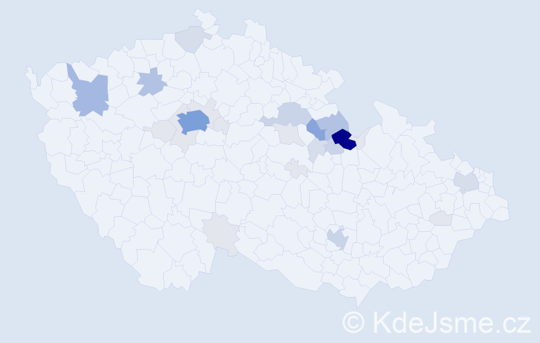 Příjmení: 'Keprta', počet výskytů 99 v celé ČR