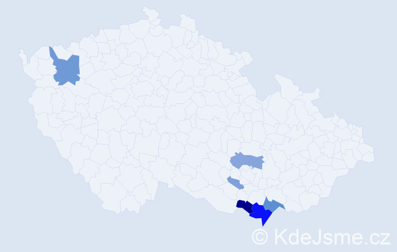 Příjmení: 'Poňuchálková', počet výskytů 22 v celé ČR