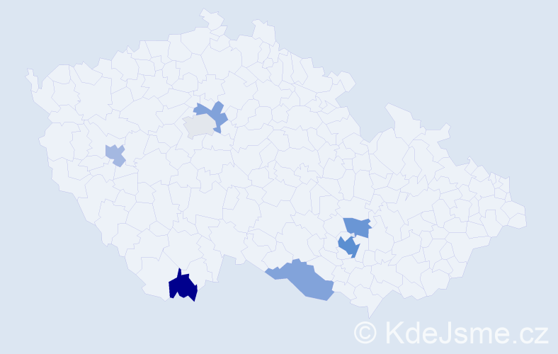 Příjmení: 'Mernová', počet výskytů 11 v celé ČR