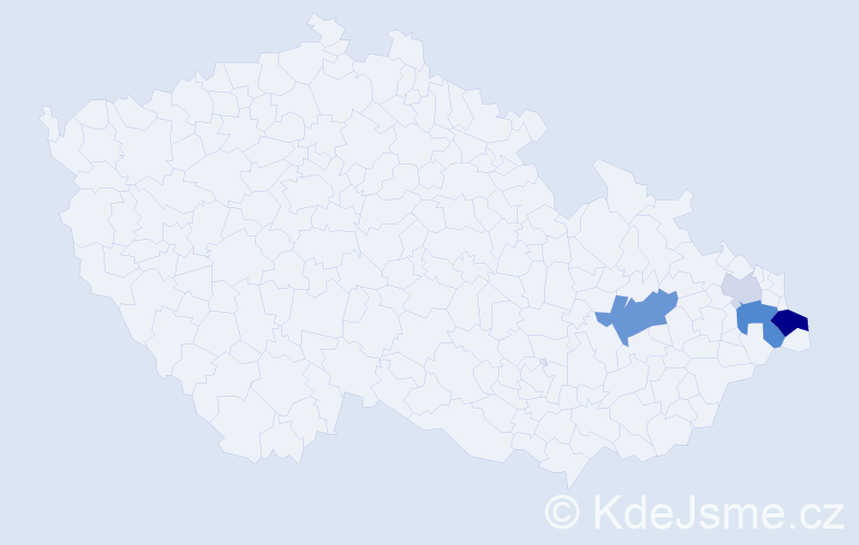 Příjmení: 'Prokeszová', počet výskytů 11 v celé ČR