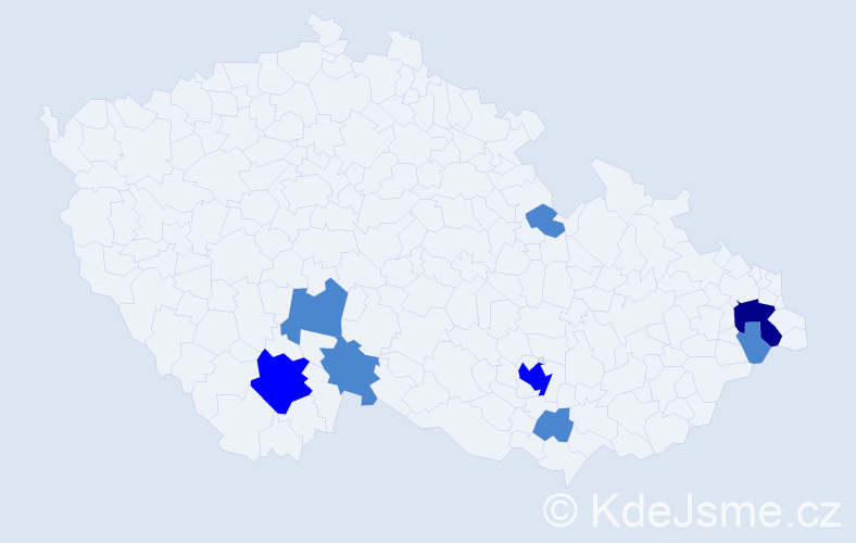 Příjmení: 'Klimš', počet výskytů 12 v celé ČR
