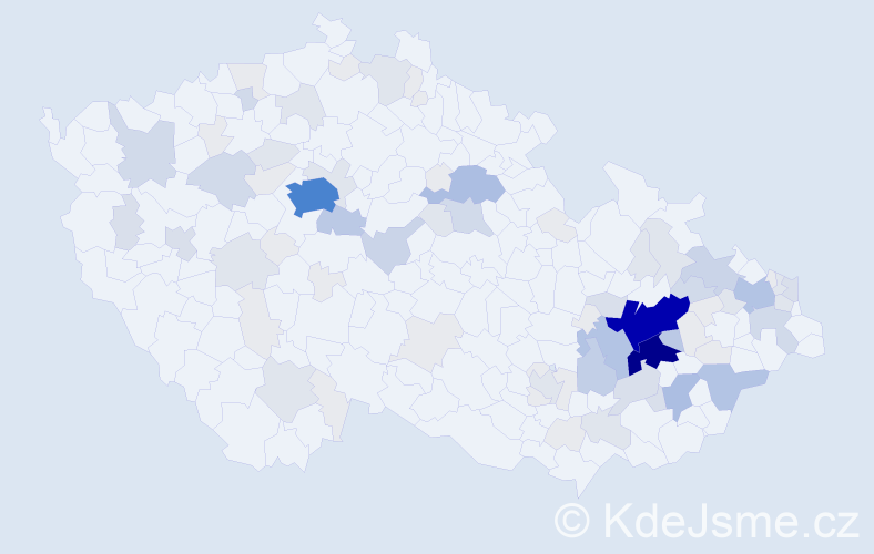 Příjmení: 'Čechák', počet výskytů 322 v celé ČR