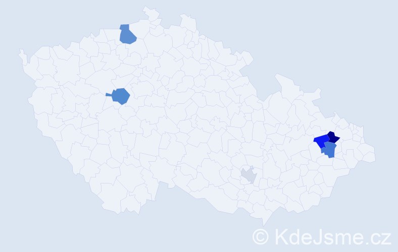 Příjmení: 'Pocedičová', počet výskytů 11 v celé ČR