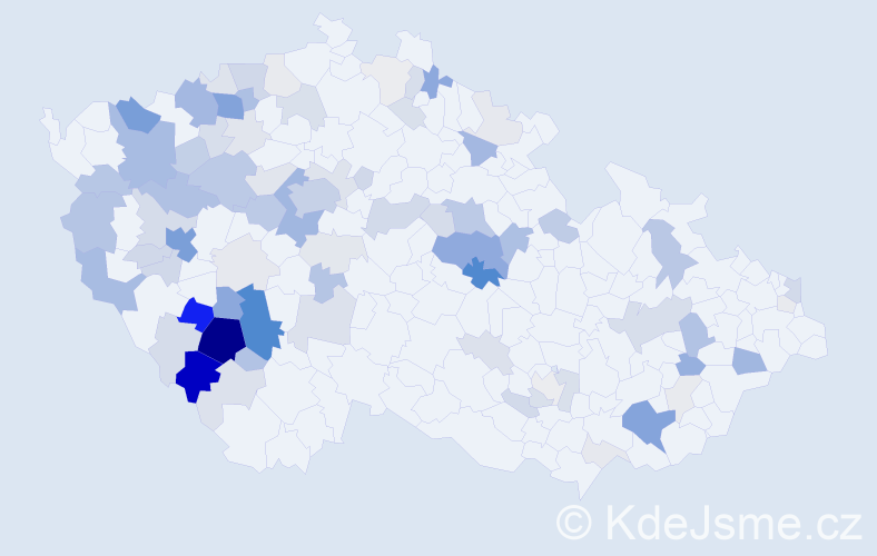 Příjmení: 'Klas', počet výskytů 311 v celé ČR