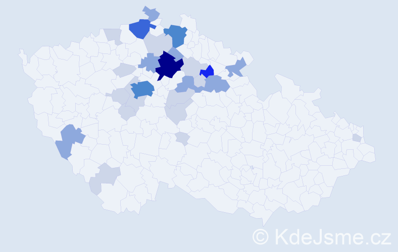 Příjmení: 'Křovinová', počet výskytů 74 v celé ČR