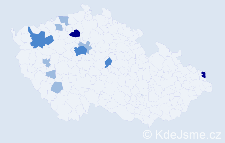Příjmení: 'Zöld', počet výskytů 22 v celé ČR