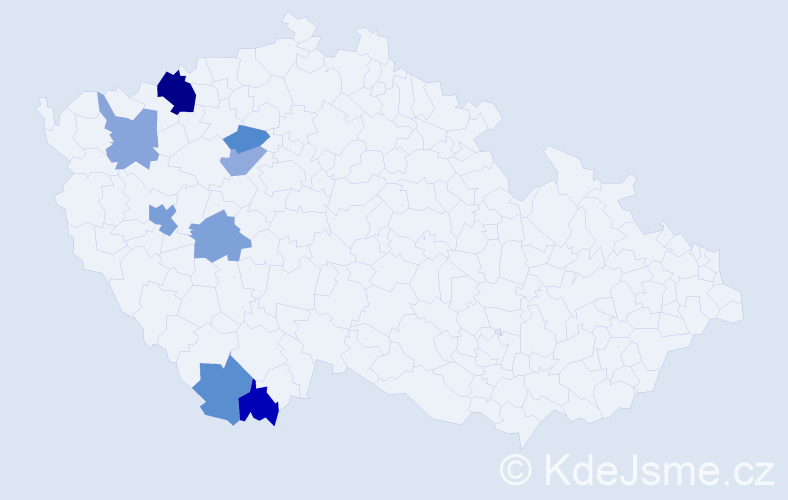 Příjmení: 'Krezl', počet výskytů 12 v celé ČR