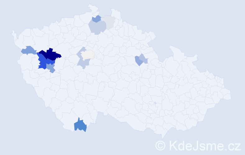 Příjmení: 'Nágr', počet výskytů 42 v celé ČR