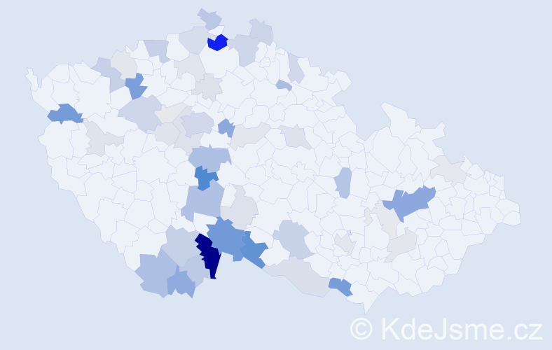 Příjmení: 'Kollmannová', počet výskytů 151 v celé ČR