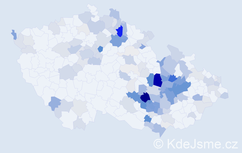 Příjmení: 'Crha', počet výskytů 565 v celé ČR