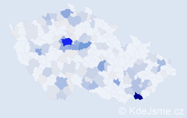 Příjmení: 'Břečka', počet výskytů 464 v celé ČR