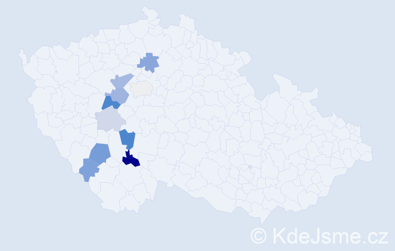 Příjmení: 'Kluiber', počet výskytů 21 v celé ČR