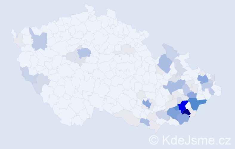 Příjmení: 'Talaš', počet výskytů 274 v celé ČR