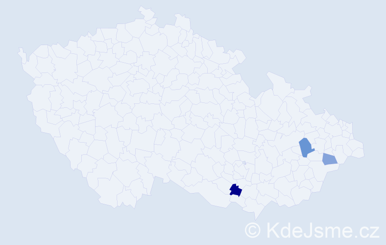 Příjmení: 'Baštánová', počet výskytů 8 v celé ČR