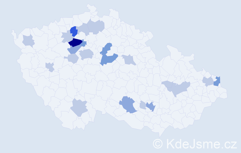 Příjmení: 'Zubáková', počet výskytů 50 v celé ČR