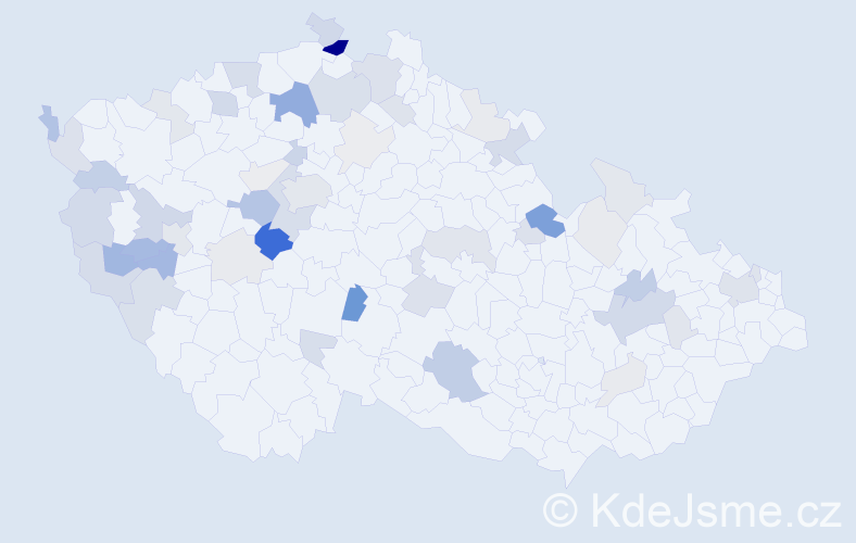 Příjmení: 'Korba', počet výskytů 160 v celé ČR